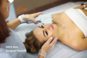 Woman having Hi-Fu to reduce wrinkles Midhurst.