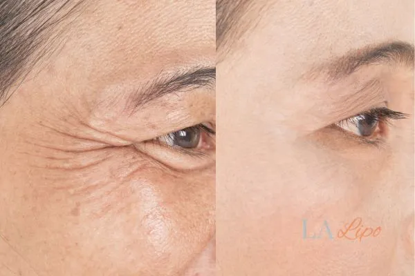 Before and after results of woman - HI-fu wrinkles reduction treatment Midhurst