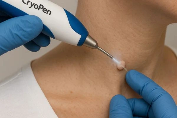 Person receiving Cryotherapy skin tag removal Midhurst